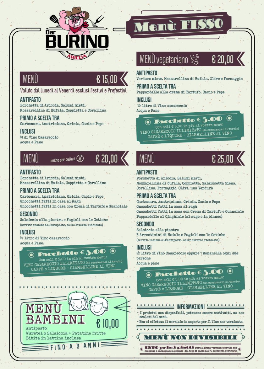 Menù Fissi